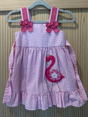 Nina Pink Striped Sundress with Polka Dot Bow Accents